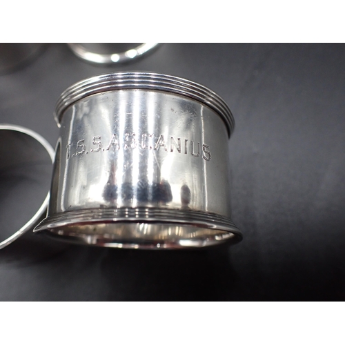 147 - A George V silver Napkin Ring engraved T.S.S.Ascanius (ex Blue Funnel Line) Sheffield 1930, and four... 