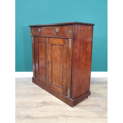 17 - A 19th Century mahogany Side Cabinet with single fitted drawer with lion mask handles, above pair of... 