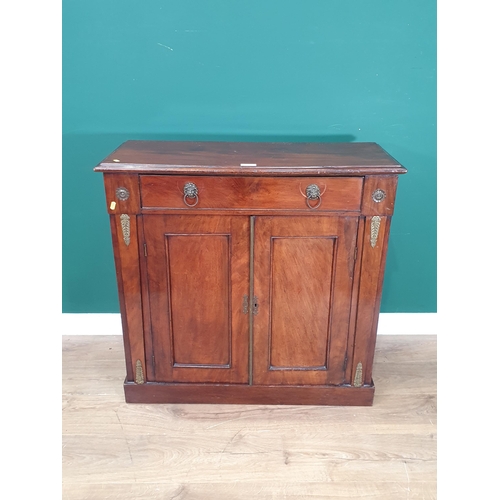 17 - A 19th Century mahogany Side Cabinet with single fitted drawer with lion mask handles, above pair of... 