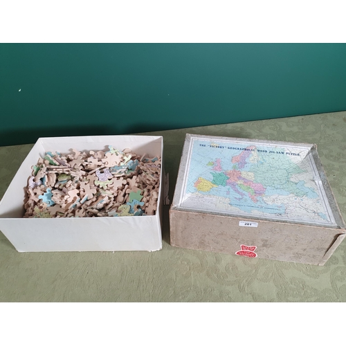 201 - The 'Victory' Geographical Wood Jigsaw Puzzle in original box (unknown as to whether it is complete)