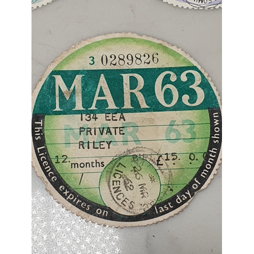 218 - A quantity of Tax Discs including two dated 1963/1964 for a Riley Car