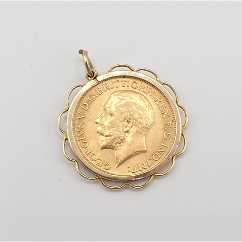 254 - A George V Sovereign 1913 in pendant mount, approx 9.5gms all in