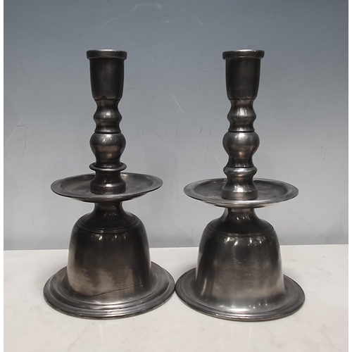 27 - A pair of Heemskerk pewter Candlesticks, two white metal Pheasants, a Hip Flask and various other me... 