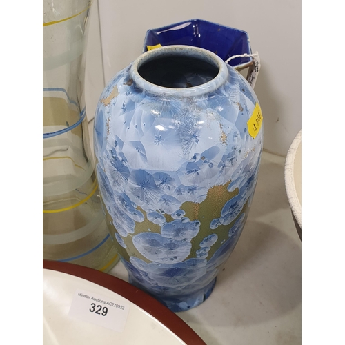 329 - A crystalline art pottery Vase by John Hewitt, 8in H, a studio pottery Bowl, a Character Jug of Jose... 