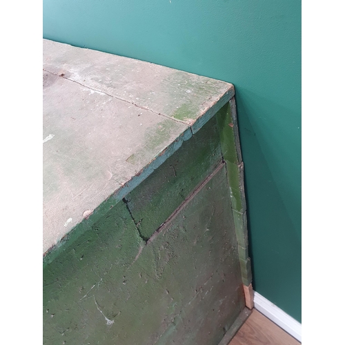 39 - A rustic green painted pine two door Cupboard, 3ft 3