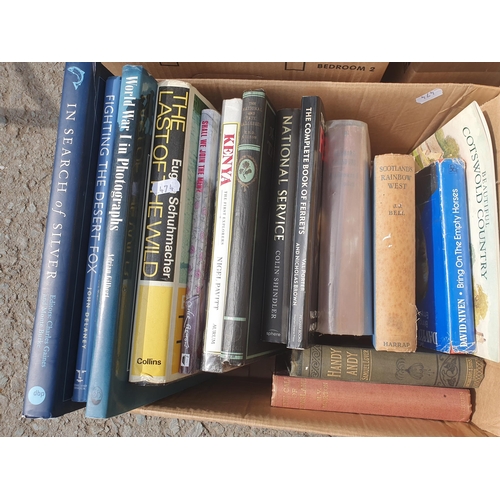 474 - Five boxes of Books including Aviation, Military, Shooting, etc. (R4)