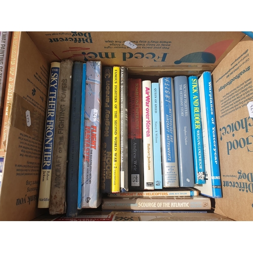 474 - Five boxes of Books including Aviation, Military, Shooting, etc. (R4)