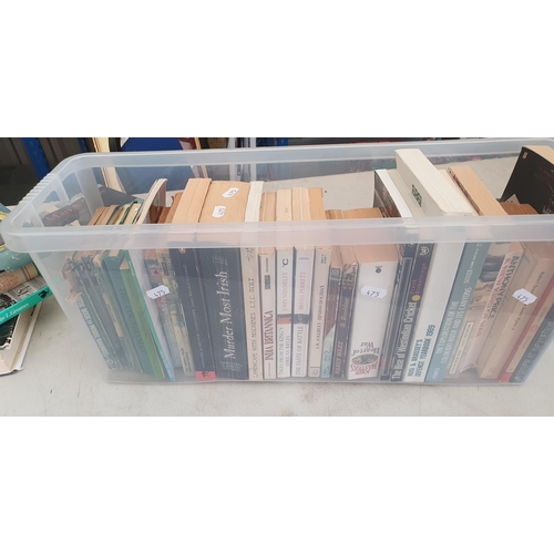 475 - Five boxes of Books including Scotland, History, Novels, etc. (R5)