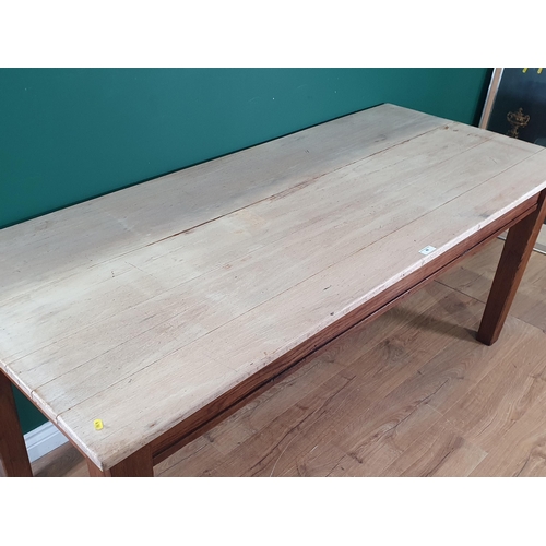 48 - An oak Dining Table with light oak plank top, raised on square tapered supports, 2ft 7