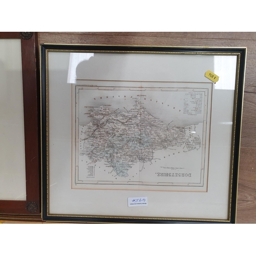 495A - A group of five Prints/Maps and a wall Mirror with painted surmount (R9)