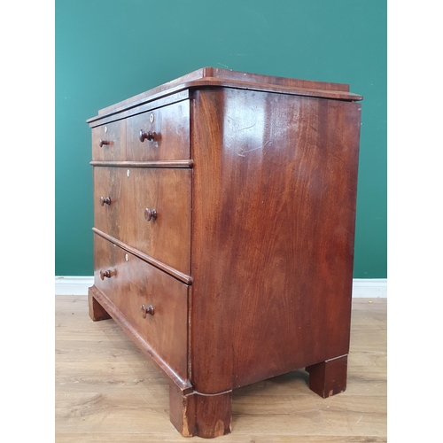 505 - A flamed mahogany Chest of two short, two long Drawers, 3ft 1