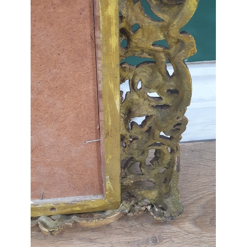 507 - A rectangular gilt framed Wall Mirror with bevelled plate, and carved floral and leafage frame, A/F,... 