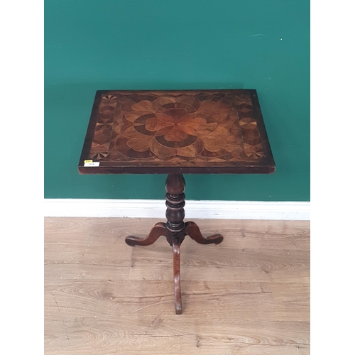 519 - A 19th Century mahogany, rosewood and walnut sectional veneered Pillar Table with rectangular top on... 