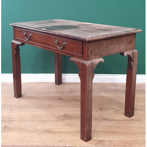 525 - A George III mahogany Side Table in the Chippendale manner fitted single frieze drawer mounted upon ... 