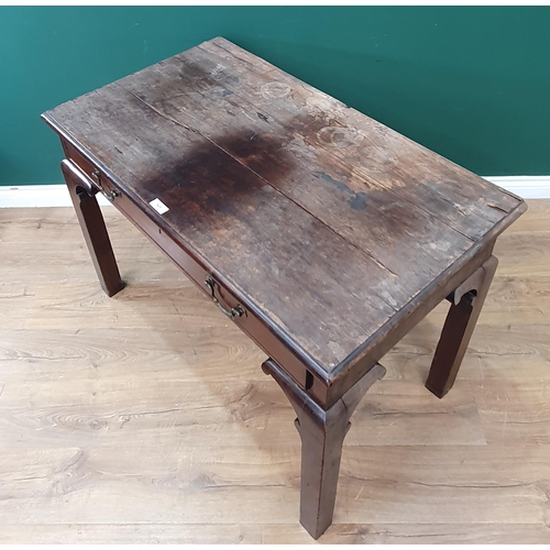 525 - A George III mahogany Side Table in the Chippendale manner fitted single frieze drawer mounted upon ... 