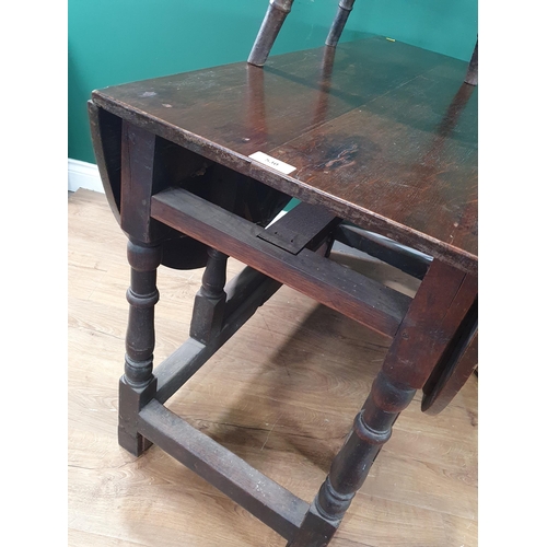 530 - An oak Gateleg Dining Table 3ft 7in W x 2ft 5in H, an antique stained pine Blanket Chest 3ft 1in W x... 