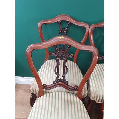 533 - A set of five Victorian rosewood Dining Chairs, another pair of balloon back Dining Chairs and anoth... 