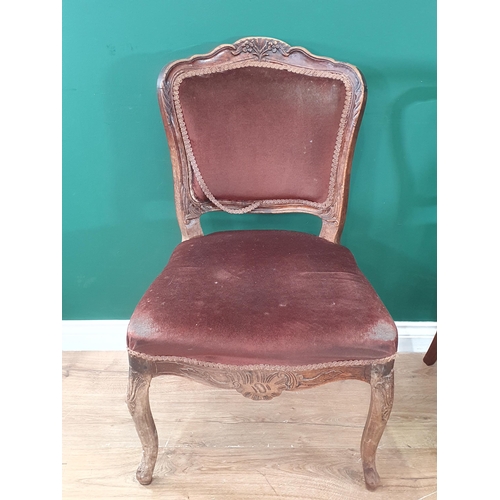 533 - A set of five Victorian rosewood Dining Chairs, another pair of balloon back Dining Chairs and anoth... 