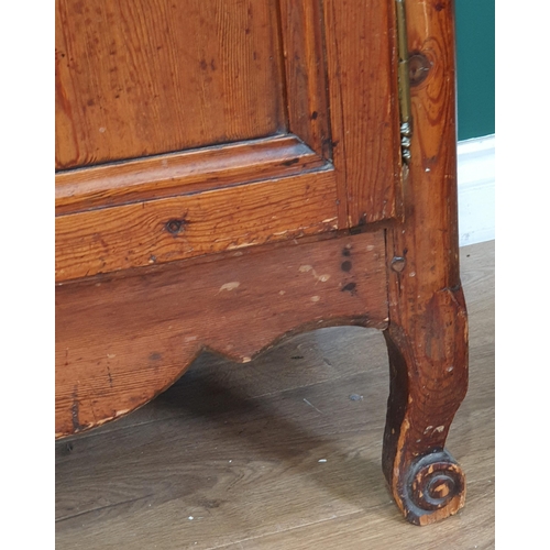 539 - An antique Continental pine Bookcase fitted pair of glazed doors above base fitted pair of fielded c... 