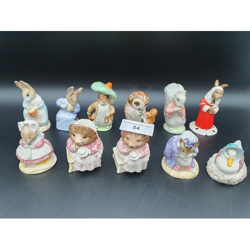 54 - Eleven Beatrix Potter Figures by Beswick, Doulton, Royal Albert, etc including Cotton Tail, Timmy Ti... 