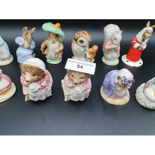 54 - Eleven Beatrix Potter Figures by Beswick, Doulton, Royal Albert, etc including Cotton Tail, Timmy Ti... 