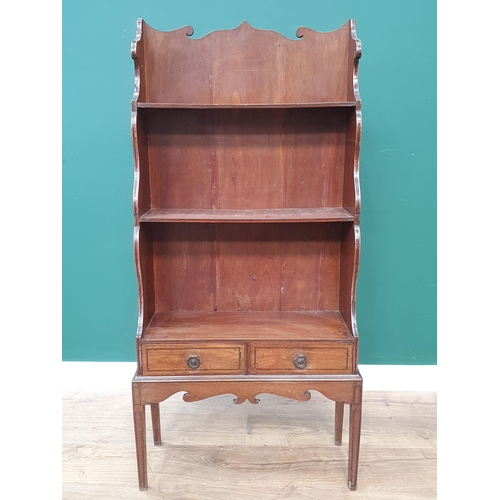 620 - A Georgian style mahogany waterfall Bookcase fitted two drawers 4ft 3in H x 1ft 11in W (R8)