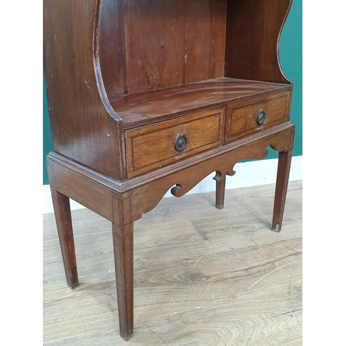 620 - A Georgian style mahogany waterfall Bookcase fitted two drawers 4ft 3in H x 1ft 11in W (R8)