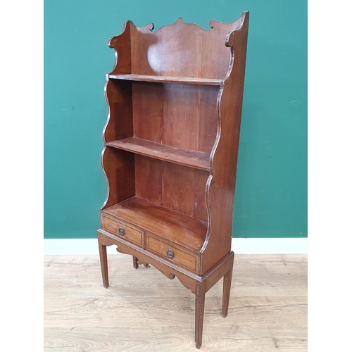 620 - A Georgian style mahogany waterfall Bookcase fitted two drawers 4ft 3in H x 1ft 11in W (R8)