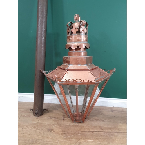 656 - A large copper Hall Lantern 2ft 8in H x 2ft W (R10)