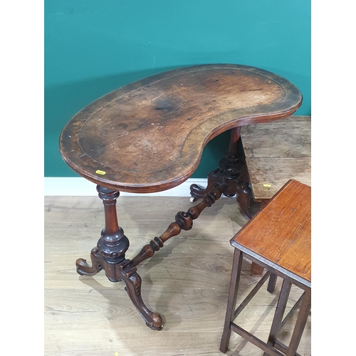 664 - An oak Coffee Table 3ft 1in W x 1ft 6in H, a Victorian walnut kidney shaped Side Table 3ft W x 2ft 4... 