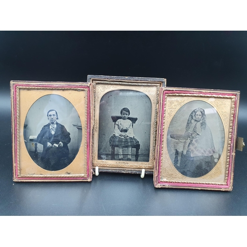 67 - Three Daguerrotype Portraits, framed, with gilt surrounds