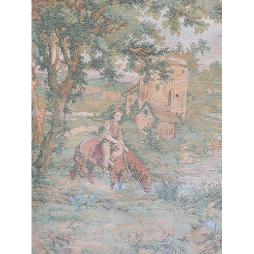 681 - A reproduction Tapestry depicting an 18th Century parkland scene, a floral tapestry Tie Back and a b... 