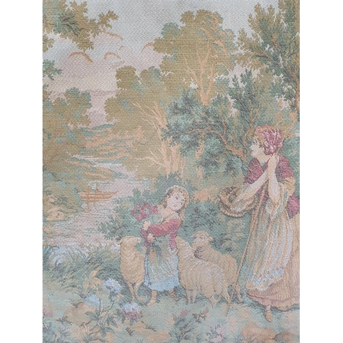 681 - A reproduction Tapestry depicting an 18th Century parkland scene, a floral tapestry Tie Back and a b... 