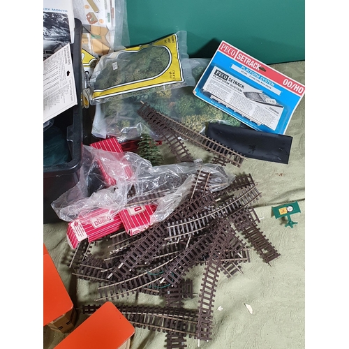 685 - Two boxes of 00 gauge model railway accessories including Wagons, Scenery, etc. and a quantity of 0 ... 