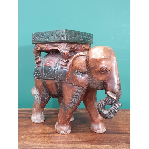 716 - A hardwood Coffee Table with elephant heads to the corners, 3ft 9in and an elephant Lamp Stand, 1ft ... 