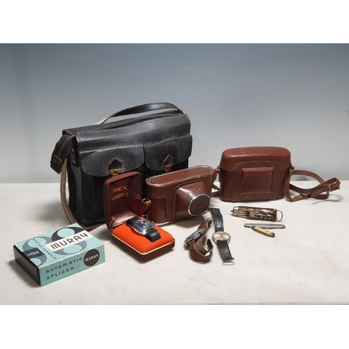 73 - A Nettar Ikon Camera, Ricoh 35 Camera, Cimecamera, Film Splicer, Timex Quartz Gentleman's Wristwatch... 