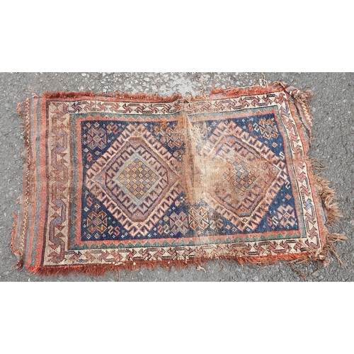 732 - A small Persian Prayer Rug A/F and another smaller A/F