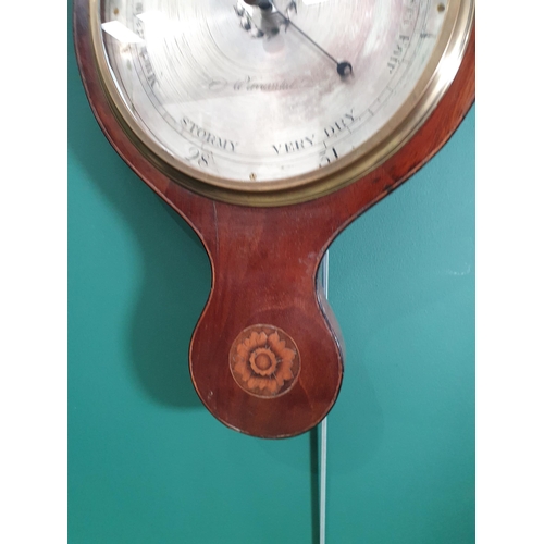 739 - A19th Century mahogany and inlaid Wheel Barometer/Thermometer