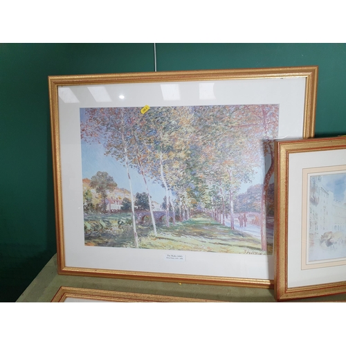 740 - A Gilt framed print titled 'The walk (1890) Alfred Sisley 1839-1899. together with four other variou... 