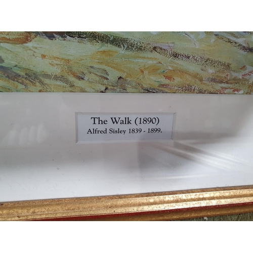 740 - A Gilt framed print titled 'The walk (1890) Alfred Sisley 1839-1899. together with four other variou... 