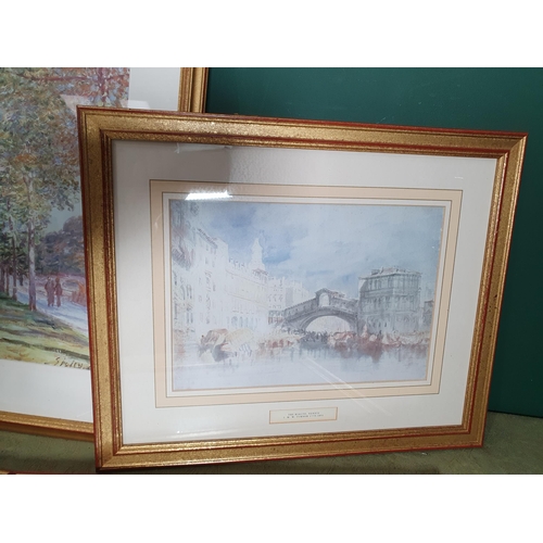 740 - A Gilt framed print titled 'The walk (1890) Alfred Sisley 1839-1899. together with four other variou... 