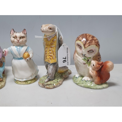 76 - Six Beswick Beatrix Potter Figurines including 'Old Mr Brown', 'Sir Isaac Newton', 'Tabitha Twitchet... 