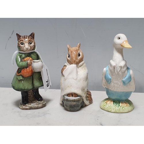 79 - Six Beswick Beatrix Potter Figures including 'Simkin', 'Chippee Hackee', 'Mr Drake Puddle-Duck', 'Li... 