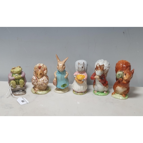 80 - Six Beswick Beatrix Potter Figures including 'Mr Jackson', 'Thomasina Tittlemouse', 'Miss Flopsy Bun... 