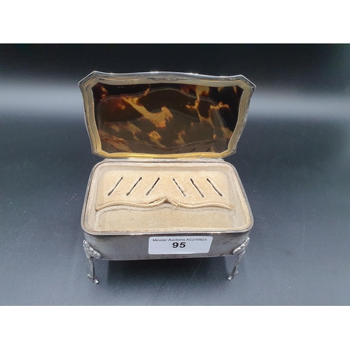 95 - An Edward VII silver and tortoiseshell Jewellery Box in the form of a small table cabinet, the hinge... 