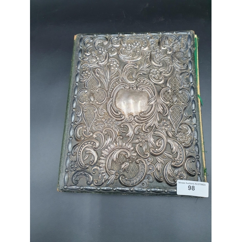 98 - An Edward VII silver mounted Blotter Folder floral and scroll embossed, London1904, 12 x 9in