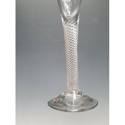 387 - An 18th Century Drinking Glass having trumpet bowl and air-twist stem, 7in H and another with trumpe... 