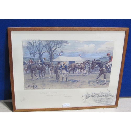 413 - SNAFFLES. (Charles Johnson Payne). 'Oh! To be in England', reproduction in colours, pencil signed, P... 