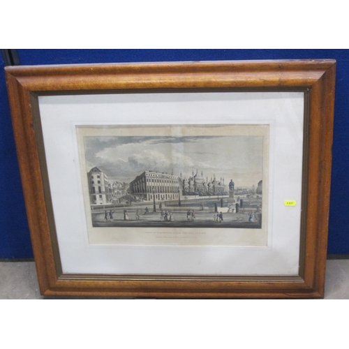 417 - AFTER RICHARD BONINGTON. A perspective view of Nottingham Market Place, coloured engraving by T. Car... 