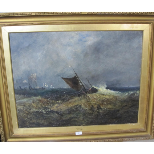 431 - RICHARD SEBASTIAN BOND. Off Caernavon, signed and dated 1887, and inscribed on the reverse, oil on c... 